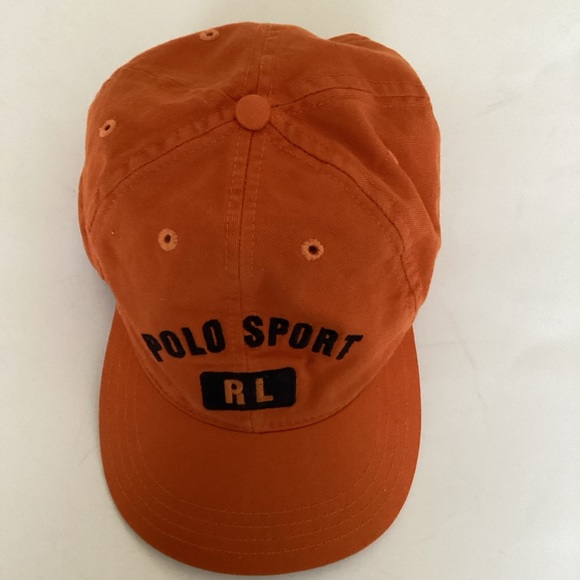 Vintage Polo Ralph Lauren Polo Sport RL Cap Hat Strap Back Orange USA Cotton OS - Picture 5 of 10